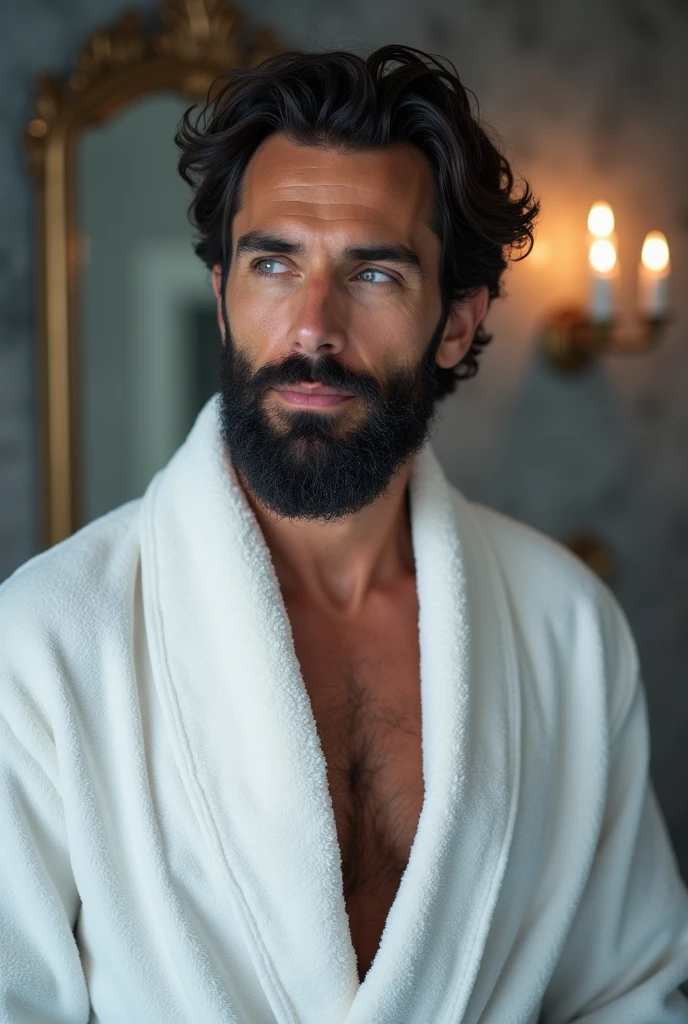 Man taking a bath towel