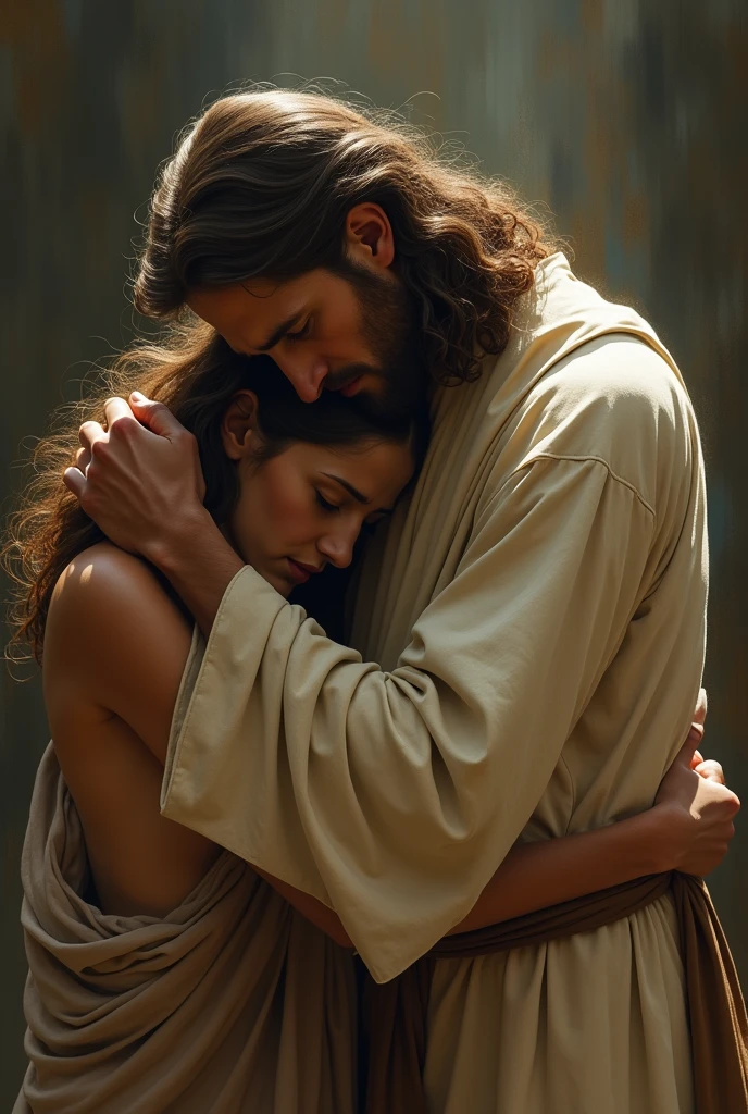 "A detailed, high-quality image of Jesus helping someone in distress. The scene shows Jesus gently lifting a person who has fallen, symbolizing spiritual and emotional support. The background is a peaceful natural setting, perhaps a meadow or a quiet garden, with soft sunlight filtering through the trees. Jesus' face reflects deep compassion and understanding, while the person being helped shows a mixture of relief and gratitude. The overall atmosphere conveys a powerful message of support, care, and divine assistance."
