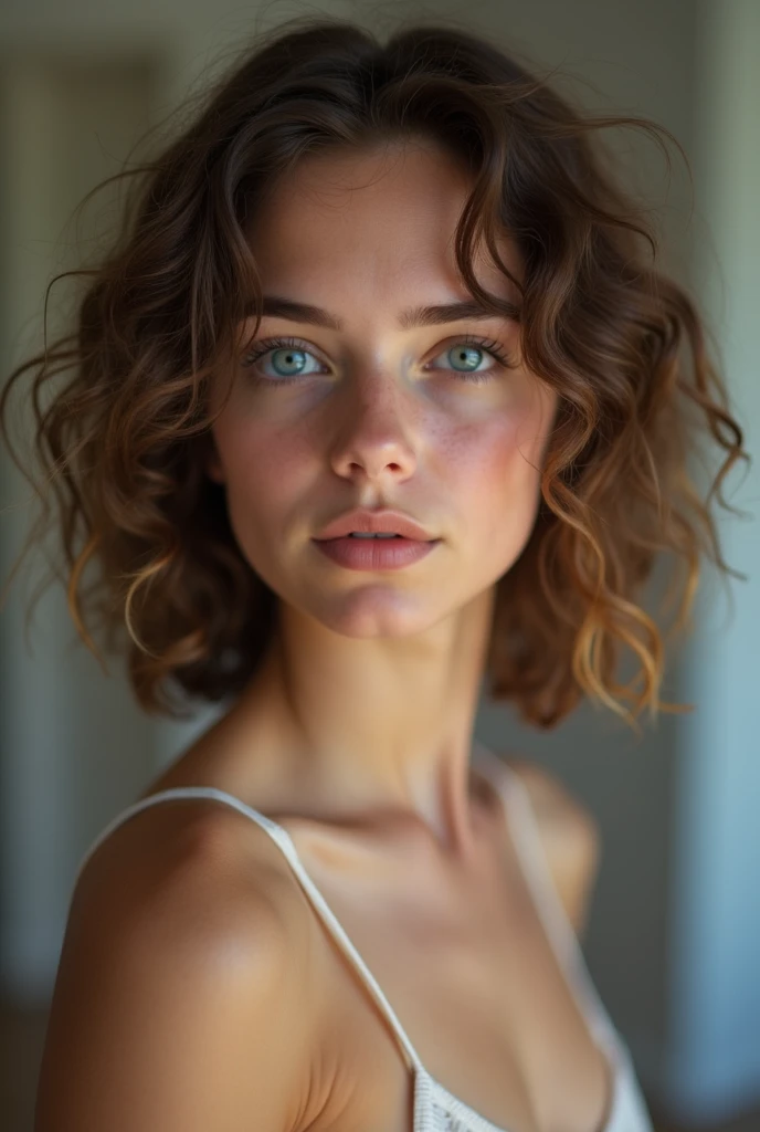   small light brown hair with curls 