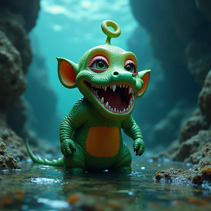cinematic funny shot of (((cutest wet murloc baby take a mud bath intricate detail))), high quality, highly detailed, 8k, professional, sharp, (cinematic lighting:1.3), Fujifilm XT3, (sharpen light:1.2), (intricate shadows:1.3), ((hilarious:1.3)), (funny pose:1.4)