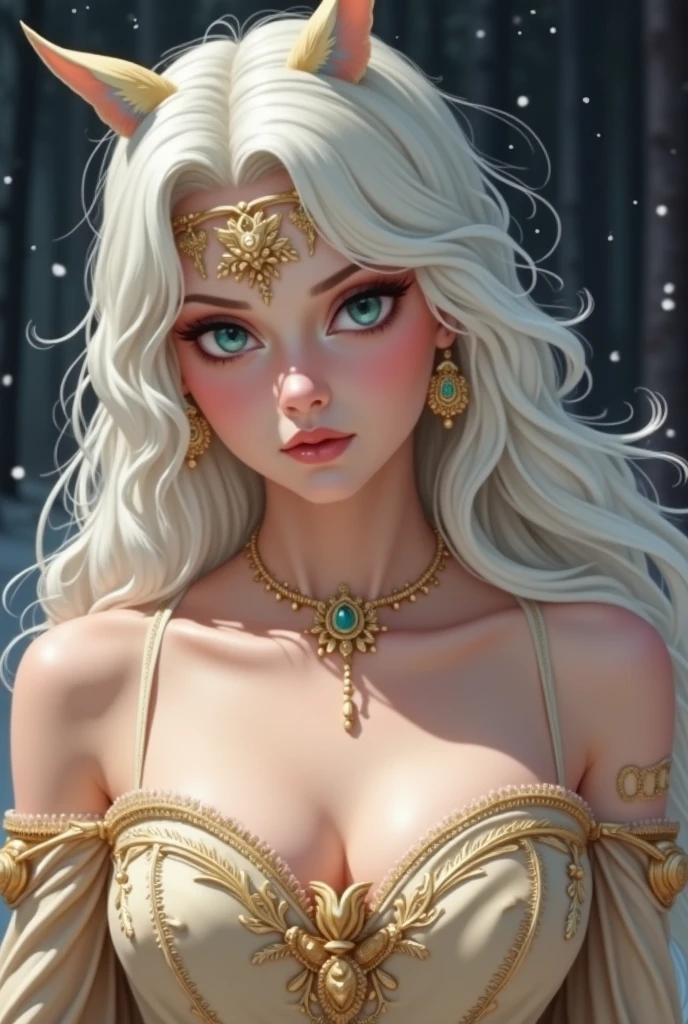 masterpiece, best quality, extreme detail, 8k, image sharpness, Ultra detail hair, (dark skinned female, (dark skin))ultra detail face, perfect eyes, beautiful eyes, perfect face, 1girl , pointy ears, white hair, long flowing hair, lipstick, makeup, black eyeshadow, jewellery, bracelet, yellow eyes, huge breasts, wide hips, thick thighs, (topless), ((cameltoe)), glamour shot, (white beach), ocean, sand, waves, dramatic lighting, sunrays, palm trees