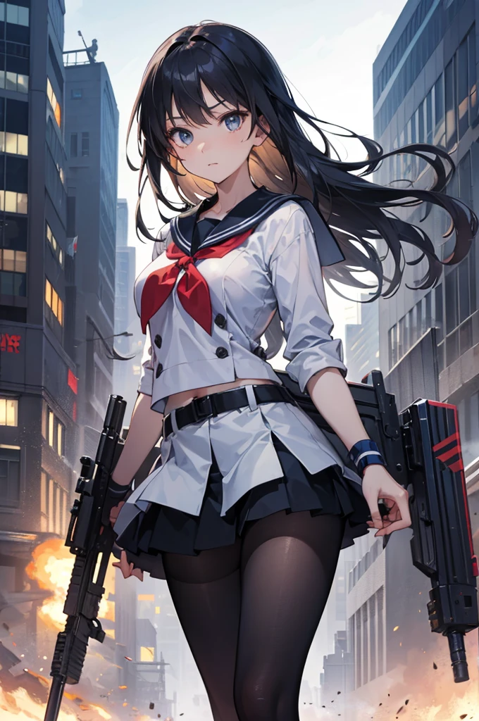 (1 girl),(high quality), (High resolution), (extremely detailed), (8K),(focus on lower body),(CG),high school girl、18-year-old girlfriend、girls high school uniform、navy pleated skirt、panties、(black pantyhose:1.2),(erect nipple shape),No shoes、(neutral white lighting),Transparent clothing