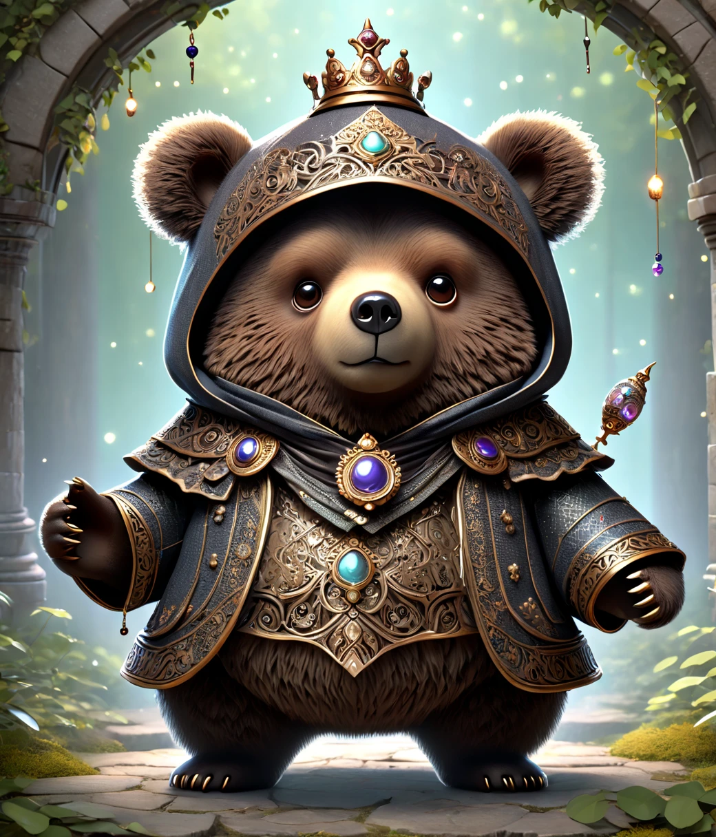 (cute, chubby, male, bear), DonMCu73D4rkXL, chibi, adorable, magical, fantasy, hires textures, highly detailed, intricate details, best quality, masterpiece