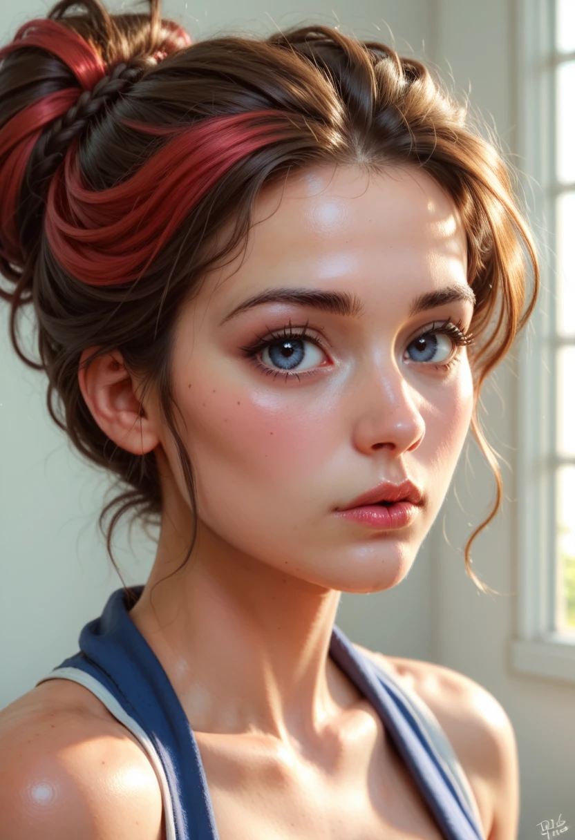 perfect portrait, (masterpiece:1.1), (highest quality:1.1), (HDR:1.0), girl with really wild hair, multicolored hairlighting, (from front:0.6),