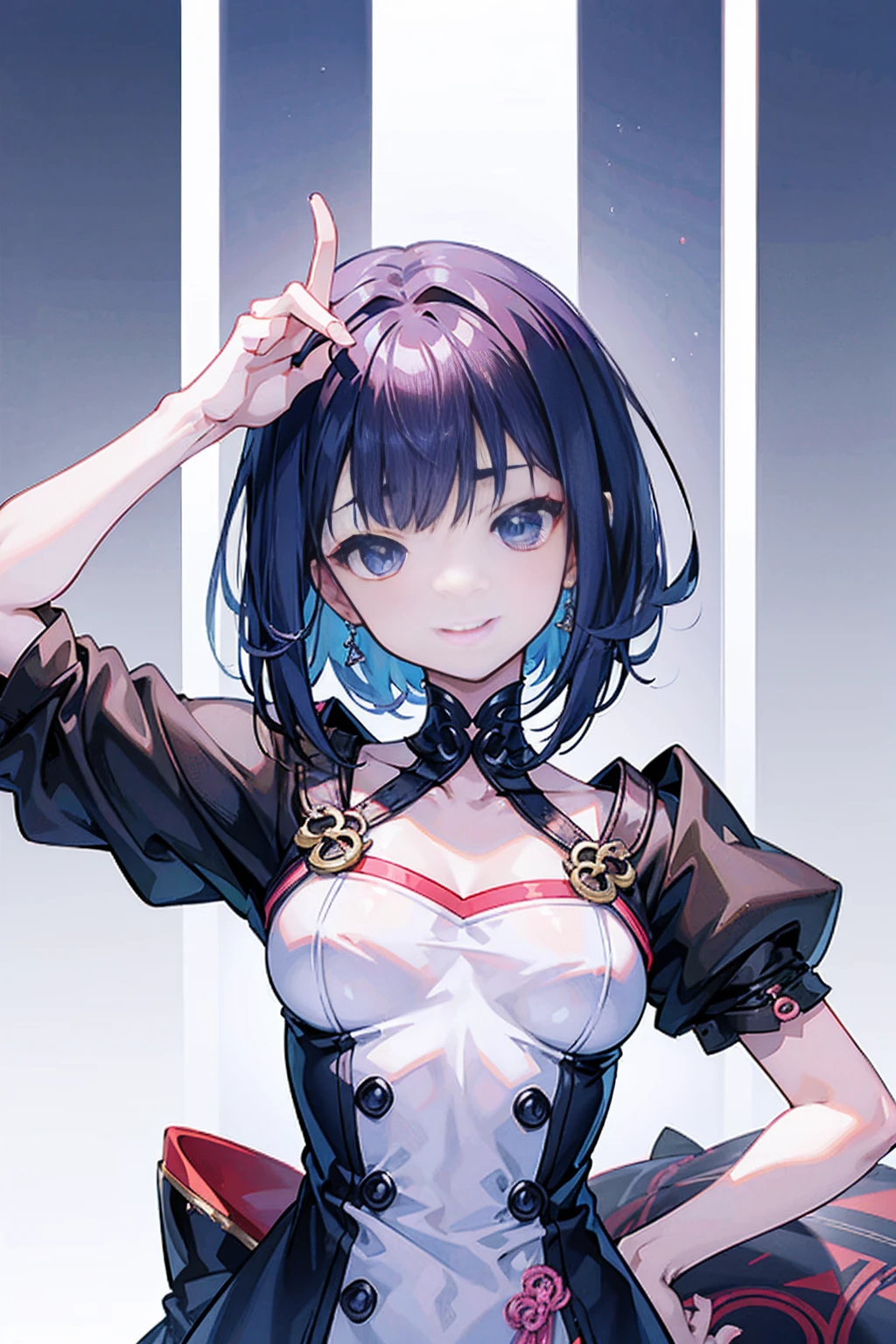 (masterpiece))、((highest quality))、((Super Resolution))、(Very beautiful and detailed)、Official Art、 virtual youtuber、8k、Very CGI、Game CG、icon、wallpaper、Sharp focus、Written in detail、Very simple background、Smooth anime CG art、Cute Girl Anime Visual、 top quality 　 highest image quality taken by Ki　Draw a face carefully　 anime style high definition face 　Super Glowing Skin　Shuten Doji　A seductive smile