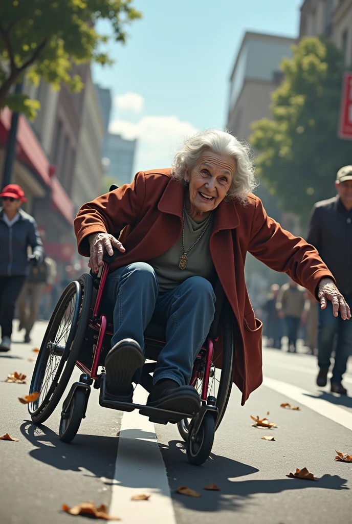 <lora:Superspeed_running-10:0.9>, superspeed, 1 old lady running on water, ((lighting)), motion blur, (from side),(( electricity)), (grandma on wheelchair)