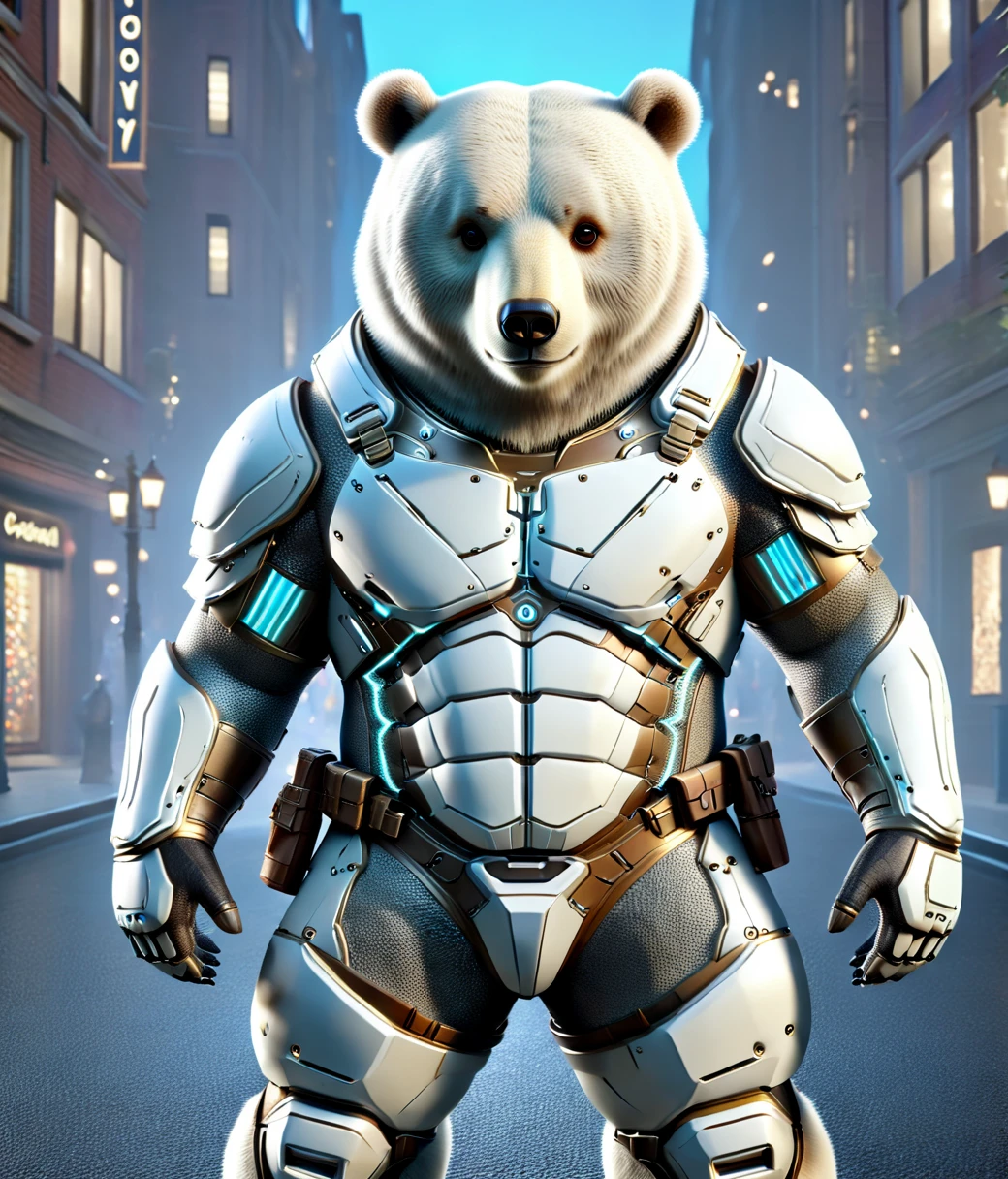 (cute, chubby, male, bear), DonMGh0574rm04XL ghost armor, adorable, magical, fantasy, hires textures, highly detailed, intricate details, best quality, masterpiece