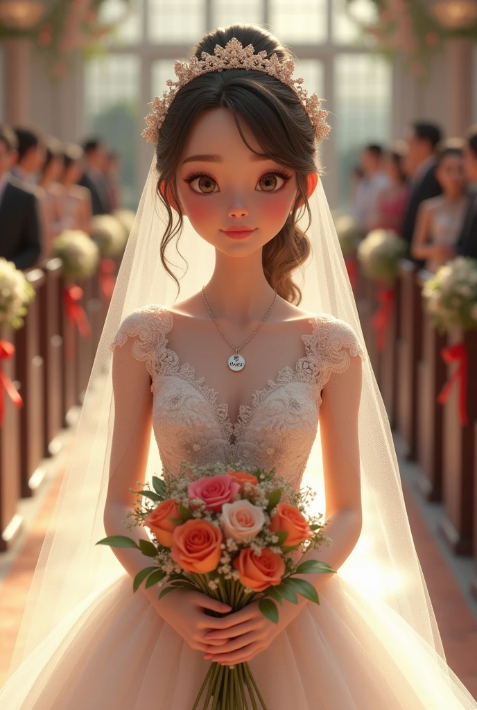 masterpiece, best quality, photorealistic, young women, smiling, naked with a bouquet full of hands, in front of crowd, portrait --auto --s2
