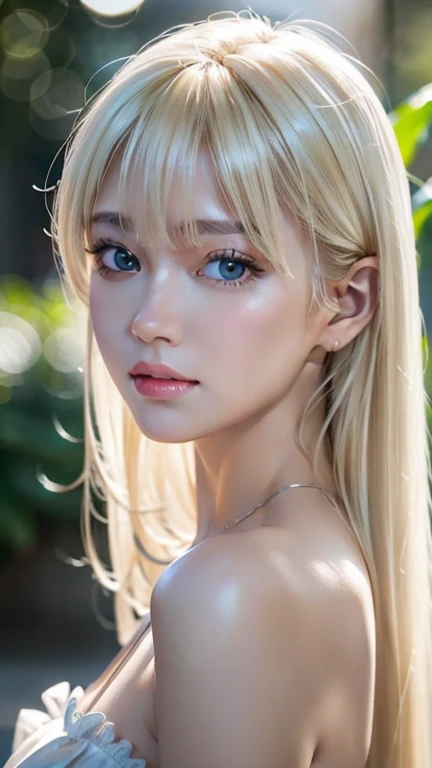 portrait, Practical, blue eyes, Blonde hair, Large Breasts, 4K resolution, High quality CG, Beautiful CG, Soft Light,