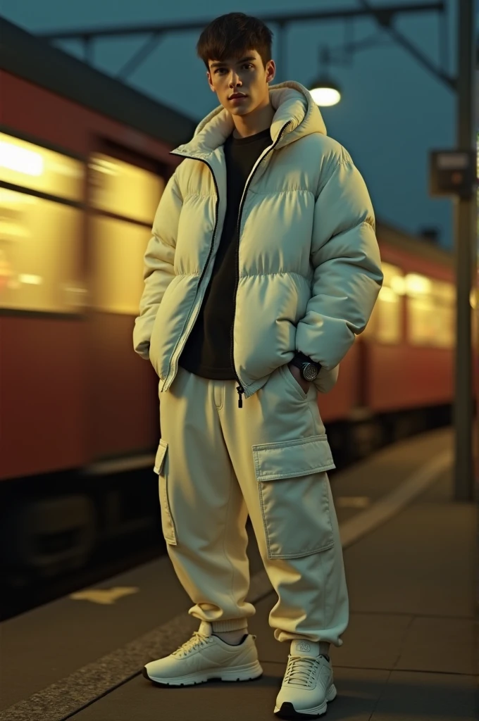 (photo realistic:1.5), wide angle, long shot, (1male:1.5), suburban chav, scally, proll, smirk, white puffer jacket, sweatpants, sneakers, bulging crotch, base cap, (hands in pockets:1.5), heavy necklace, wristwatch, standing inside a train, nighttime, blurry background
(extremely intricate:1.2), (exquisitely detailed skin), dim yellowish lighting, dark soft colors, mystery, atmospheric, ultra high res, 8k uhd, intricate details, best face, best eyes, best hands, best quality, delicate, detailed face, detailed eyes, masterpiece, film grain
<lora:muscle_slider_v1:-1> <lora:add_detail:0.75> <lora:GoodHands-vanilla:0.8> <lora:hardvpl:0.6> vpl