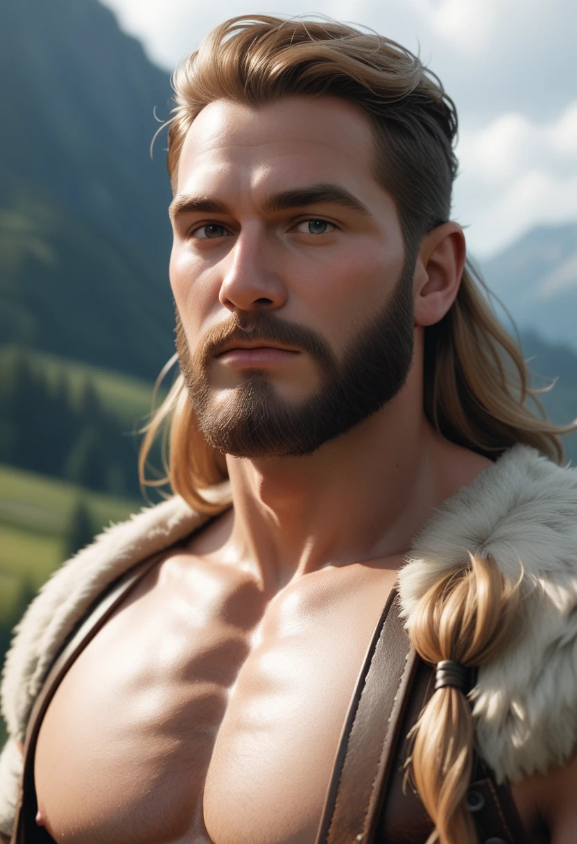 (subject is in full frame) 29 yo male as a wizard of marijuana and a likeness of a viking with the smoothness of a samurai. known as willy the great he likes to play outdoors and listen to the sound of nature and smoke marijuana. He cares about his family. Willy the great stands at a Height 5’7” Weight 175 lbs his Body type is average with a curvy figure with a hairy chest. covered in tribal tattoos willys Skin color is tan, his Hair color is Brown well his hair is long and flowing with a beard what is beautiful and elegant well his Eye color is brown, his Eyes are native american shaped and are about average size, he has brown eyes and his Nose is average but his nose is slightly bigger than normal and has a flat bridge. willys Lips are sweet and simple and has a small upper lip and medium bottom lip colored to dark pinkish lips. willys Cheeks are average. His Chin is round and pointed out, his Forehead is average have has lines on the forehead. Eyebrows light brown eyebrows Ears average with ear piercings Jawline definition Skin texture ruff and tan and dirty from being outdoors with a little bit of texture (one person in the photo with the subject being in full frame) by Joshua Holford Photography Award Winning detail and flare 8k dc-fz80 (the background compares to the setting of the scene what includes marijuana)