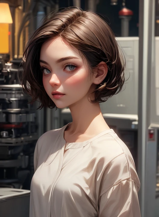 masterpiece, best quality, cinematic photo, anatomically correct, digital art illustration, 20-year-old innocent woman, pale skin, polish, pronounced feminine features, (stretching), t-shirt, straight red hair, liases eyes, ?????????????, (cosmic background), dark illustration style, (8k, dynamic composition, photorealistic, sharp focus), elaborate background, cinematic, rule of thirds, backlight, film grain,  intricate details, fine details,