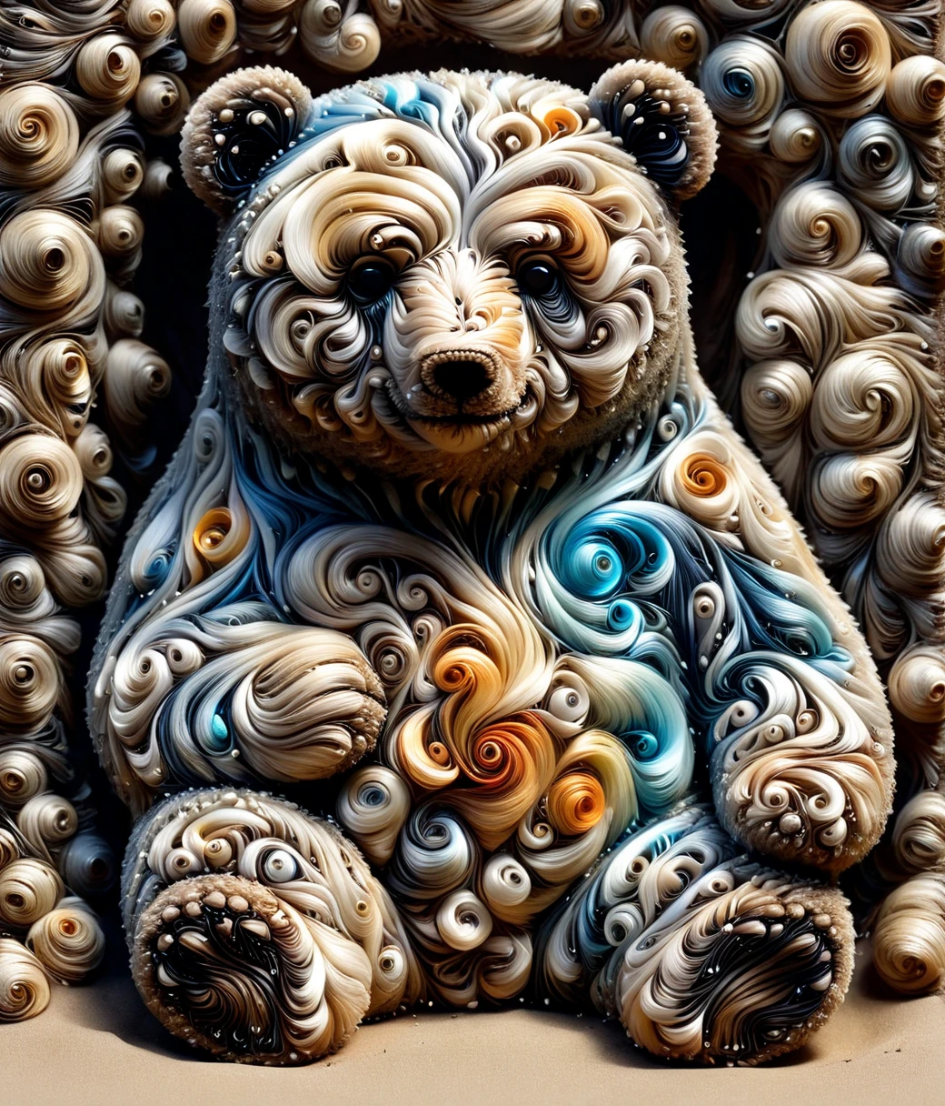 (cute, chubby, male, bear), ral-cnvctncrnts, paper quilled sand, adorable, magical, fantasy, hires textures, highly detailed, intricate details, best quality, masterpiece