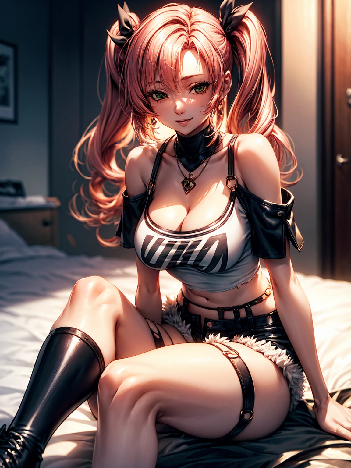 Beautiful girl, (((hot without panties)) realistic, (( anime, virtuafull 4k)) very sexy realistic. ((With her hands on her breasts squeezing, lying with her legs open)) ((legs for air)) hands on the inner thigh ((wet tranparent topp shirt)) ((realistic sweaty))