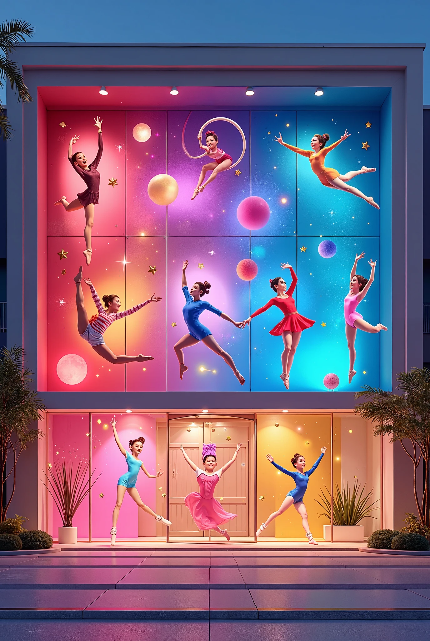 <lora:artfullynenstudi_sdxl_v1:1>,stick figures,modern dance positions,made of neon light tubes,