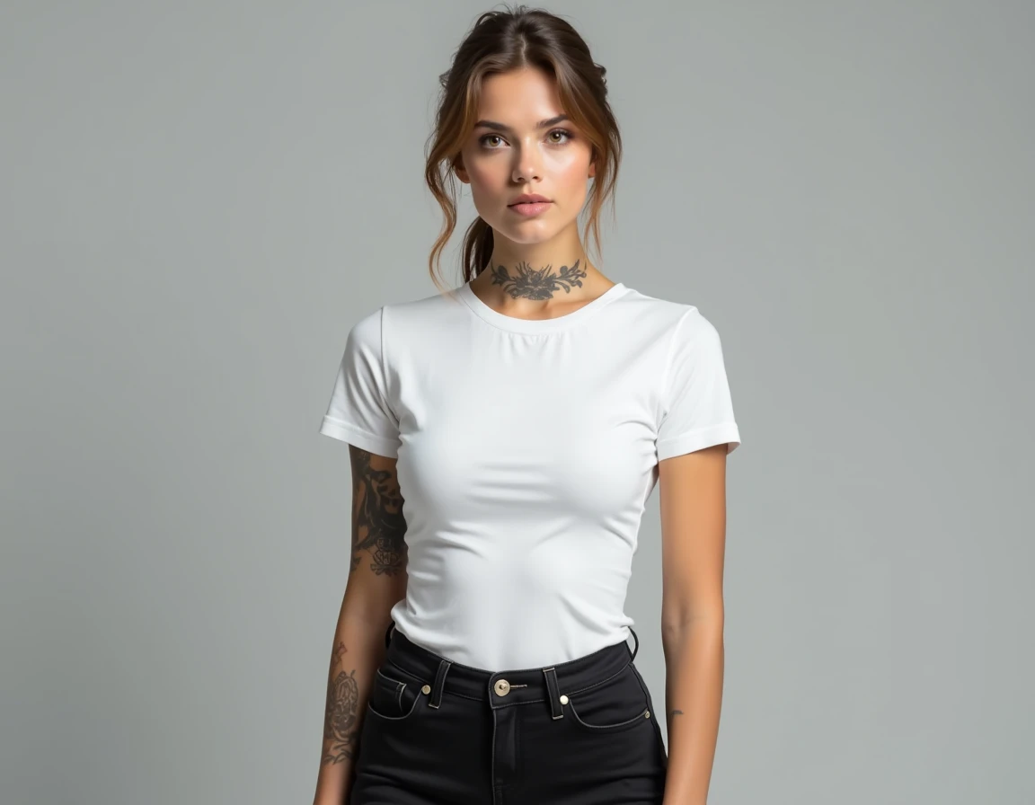 ((Mejor calidad)), ((obra maestra)), (detallado), cara perfecta
Con playera negra
Completamente vestida
Con jeans
Cocinando
