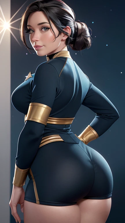 jailyne ojeda, thick thighs, leotard, huge ass, side view, profile, body swap, sequence, comic