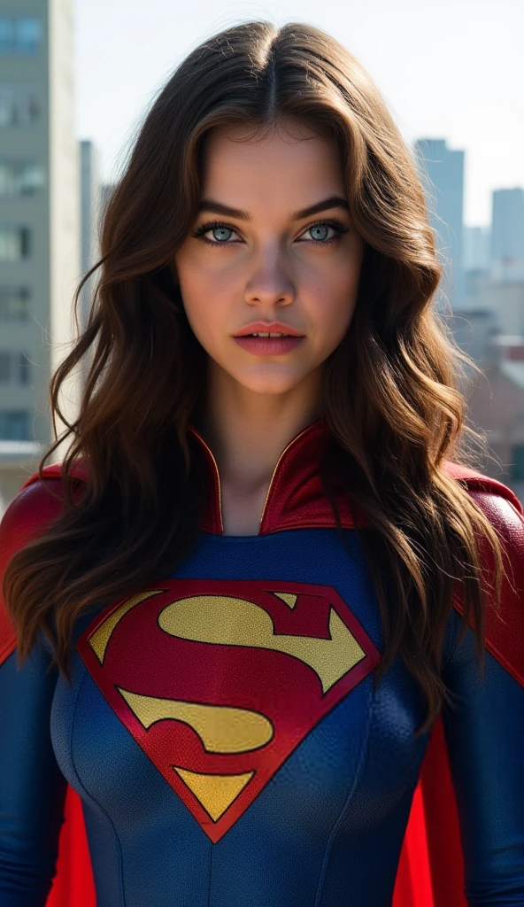 (masterpiece, best quality:1.2), 1girl, solo sexy Barbara Palvin as Supergirl 