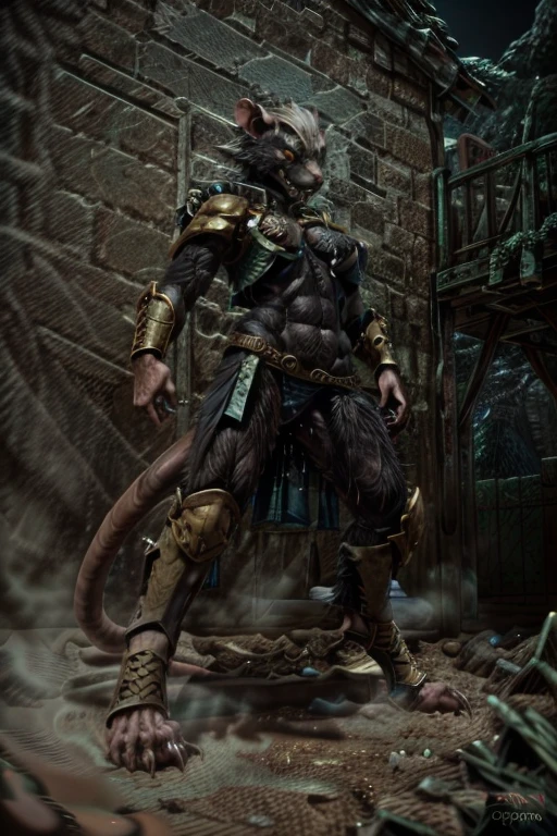 solo,anthro, rat, rodent, skaven, fluffy, safe, rat tail, hairy, warhammer fantasy, vermintide, front view, black body:1.3,masterpiece,highly detailed,8k resolution,solo,ultra detailed perfect piece,masterpiece,extremely detailed CG 8k,very fine 8K CG,best quality,absurdres,zoomed out view,full body view, full length portrait,((anthro)), 8k, 4k, 2k, detailed, intricate, (female), ((solo)), ((detailed fur)),Perfect Anatomy

Detailed background,a bright but desert likd wasteland in a battle field, in control of other skaven,zoomed out full body view,must be bright colors to see

Character a very tall Skaven female giantess standing at over 12ft tall being a towering figure being taller then a house,D cups,thick thighs,feminine massively over-muscled phyique with abs,muscular arms,muscular legs,short white hair in a bob cut,thick messy fur on the body,dark black fur only,golden yellow eyes,one singular long pink rat tail,a pink nose on her snout,sharp fanged teeth on the muzzle,hands and feet being pink and rat like paws like with long and sharp claws for, she is smiling and confidently

She wears nothing but a space marine’s armor but with no helmet or gloves or boots, the armor is scavanged up and themed to fit for a skaven as a scavanges and forced to fit for a top and bottoms, the armor has an energy shield powered by the green glow of warpstone, the armor is black with the main color, red with rhe secondary color, with gold and silber timmongs

She has a Modified Storm Bolter in her left hand, a powerful flamethrower, and in her right hand lightning-infused blue steel axe with a blue lighting glow to it,with her armor having a green glowing rocks in it due to warpstones being embeded into the chest, stomach and shoulder armor areas

Must have black fur,as in jet black color for a pure black coat of fur,but not white fur with Space Marine themed armor

by personalami, by zephyxus, by darkgem, by null-ghost, skaven, MFBP1, Warhammer 40K