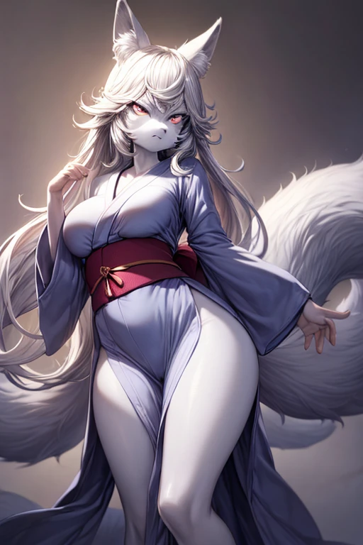 ilustracion de mujer kitsune, cuerpo completo, JAPANESE ANIME STYLE,