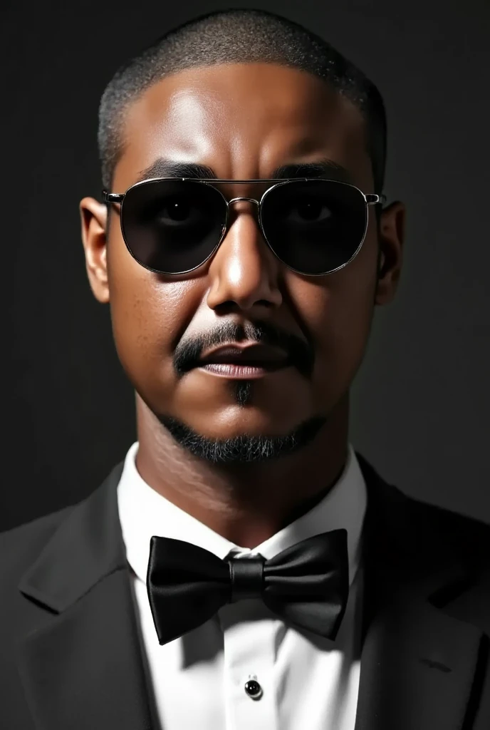 a man in a suit, Wearing black sunglasses, African American Man, retrato close up,  Detailed facial features,  sharp focus,  dramatic lighting,  cinematographic composition ,   smaller,  dark atmosphere, photorealistic, ( best quality ,4K,8k, highres icon, masterpiece :1.2), Ultra-detailed,(realistic,photorealistic,photo-realistic:1.37)