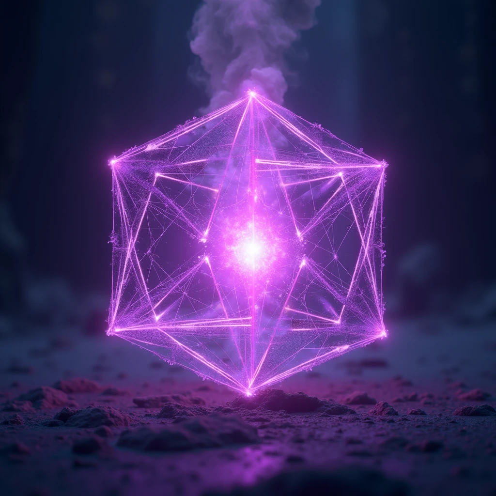 a violet flower of life in glow neon
