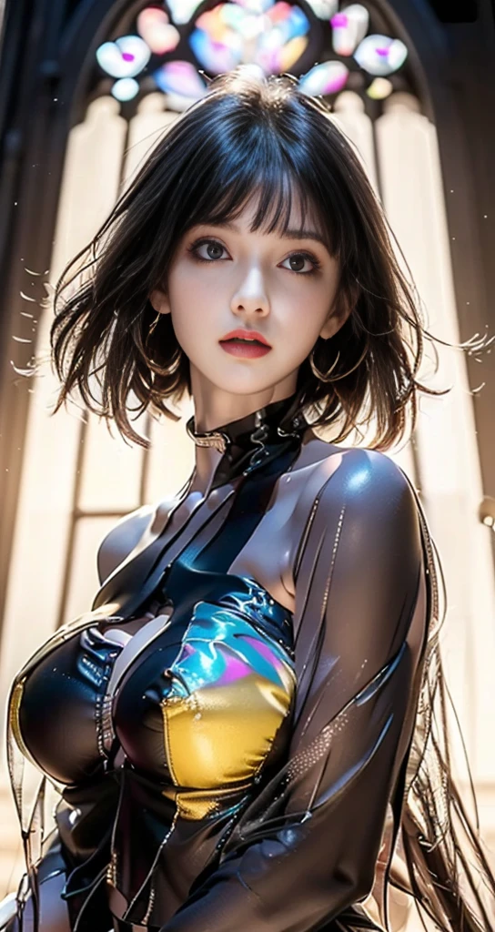 highest quality, shape, Very detailed, finely, High resolution, 8k wallpaper, 完璧なダイナミックな構shape, 美しくてBeautiful Eyes,Short Bob Hair、Big Breasts、Protruding nipples,Belly button piercing,Natural color lip, Bold sexy pose、smile、Adult female 30 years old、美shape、Adult sex appeal、Subject posing sexy for the camera,Sculpture model pose,((Realistic lighting, highest quality, 8k, masterpiece: 1.3)), Clear focus: 1.2, 1 girl, Perfect body beauty: 1.4, Slim Abs: 1.1, ((Dark brown hair, Big Breasts: 1.3)), (Finished with body paint,Transparent iridescent transparent enamel zebra print catsuit: 1.4), (circuit, night: 1.1),Body Paint Dresses, whole body, Long legs, Shooting at sea, Very beautiful face, Beautiful Eyes, double eyelid,circuit