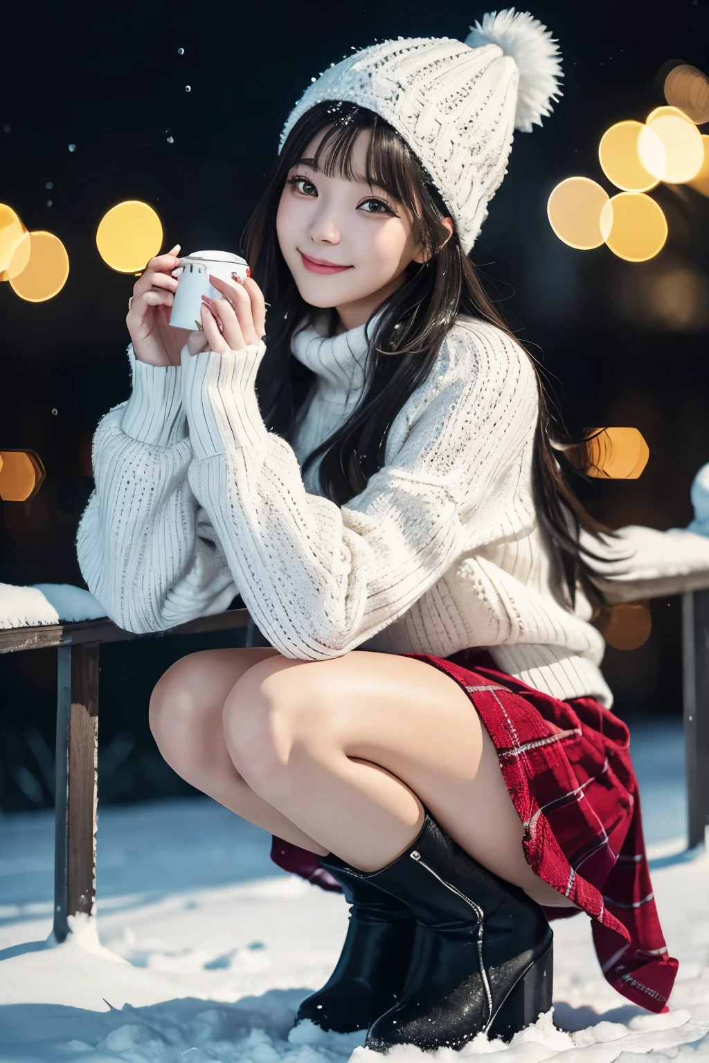 1womanl、(Super beautiful)、(beauitful face:1.7)、(A detailed face)、(skiing:1.6)、(Wearing a miniskirt:1.2)、(Fall and open your legs:1.4)、(I can see panties:1.1)、(white panties:1.1)、(Dressing)、(a ski)、(At SFW:1.5)