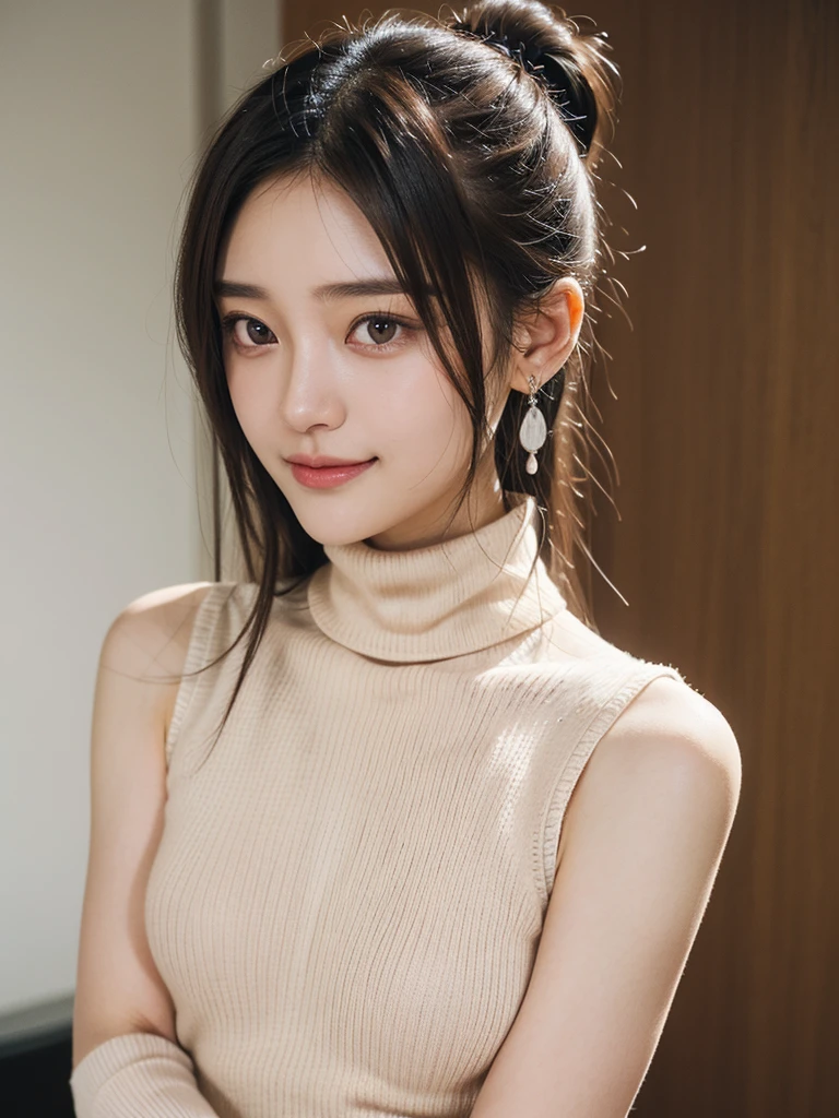 black hair, hair bobbles, wince, longeyelashes, solid circle eyes, fake animal ears, light smile, ear blush, fang, ccurate, Surrealism, drop shadow, anaglyph, stereogram, tachi-e, ass pov, atmospheric perspective, 8K, super detail, best quality, award winning, super detail, uhd, anatomically correct, retina, masterpiece, textured skin, high details, best quality, highres, high quality, accurate，1 Girl, Wallop, (Blindfolded), breast, cleveage, cleveage cutout, Dress cutout, Green Background, Hair between the eyes, scarf, high resolution, Juliet Sleeves, Long sleeve, Neil (series), Neil automata, Puffy sleeves, Red lips, Shadow Face, short hair, Solitary, turtleneck sweater, Upper Body, I have blue hair, Sky, white fox ears, White Foxtail, Nine-tailed Fox,