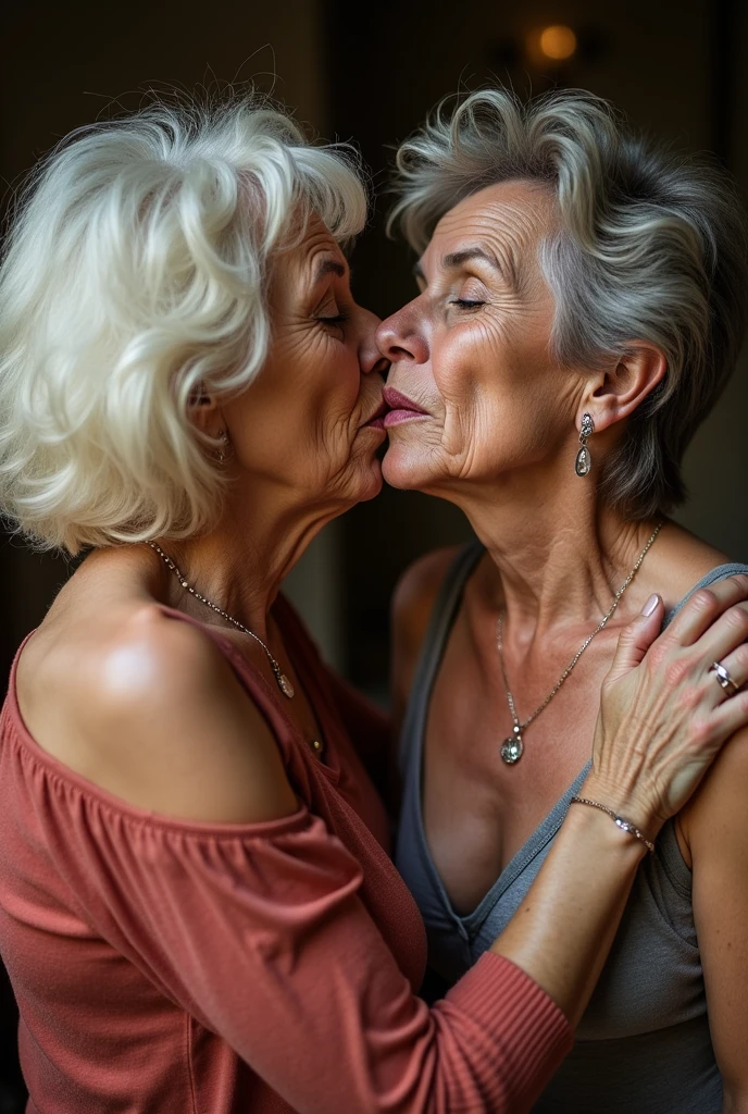 A 10-year-old boy kisses a 40-year-old woman