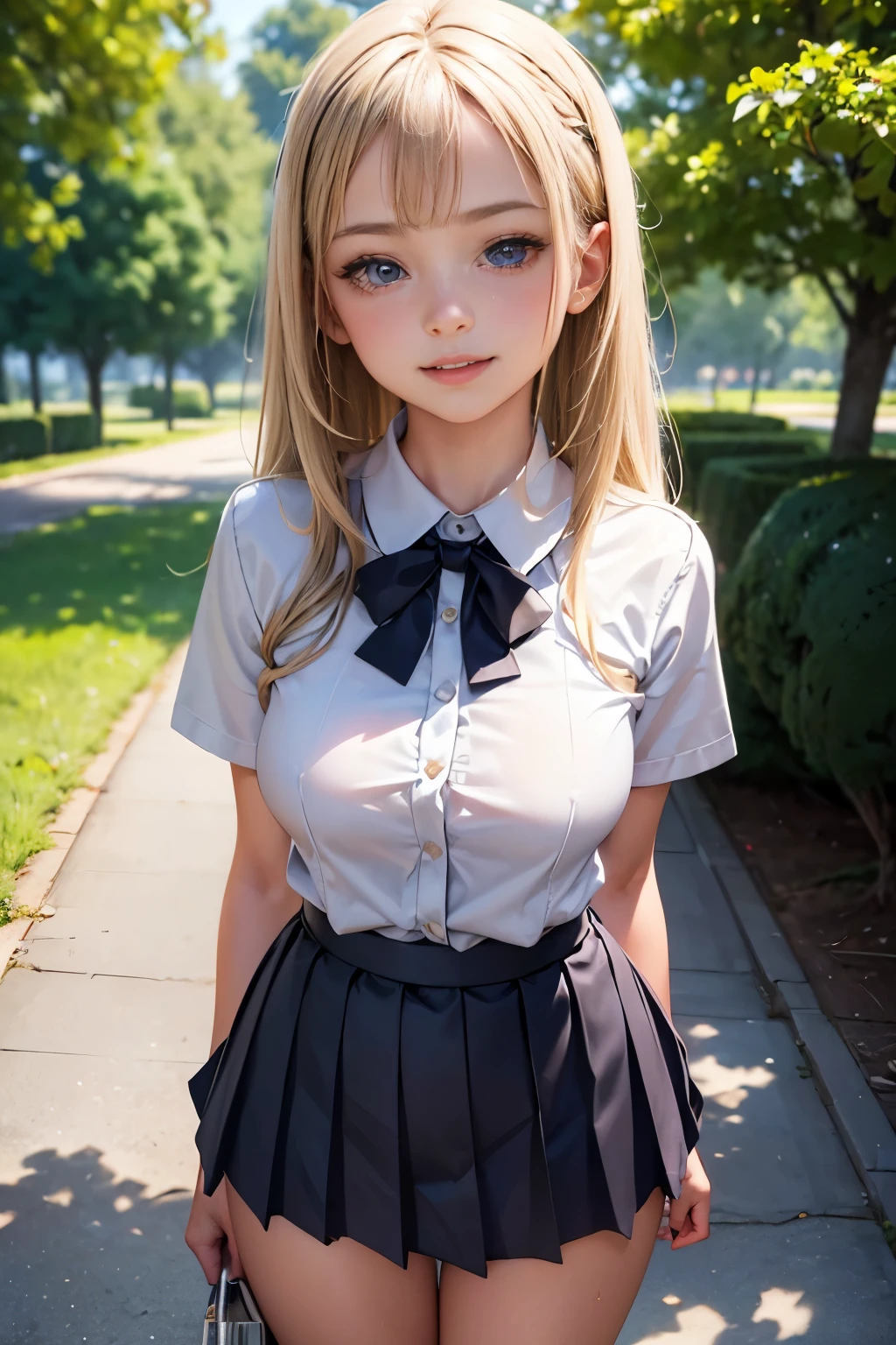 Small breasts、cute、Hide your chest、 ((Gal Hairstyles)) blonde, Small breasts、Small breasts、Perfect Makeup、Junior high school girl、Small breasts、Large-scale full-body shot