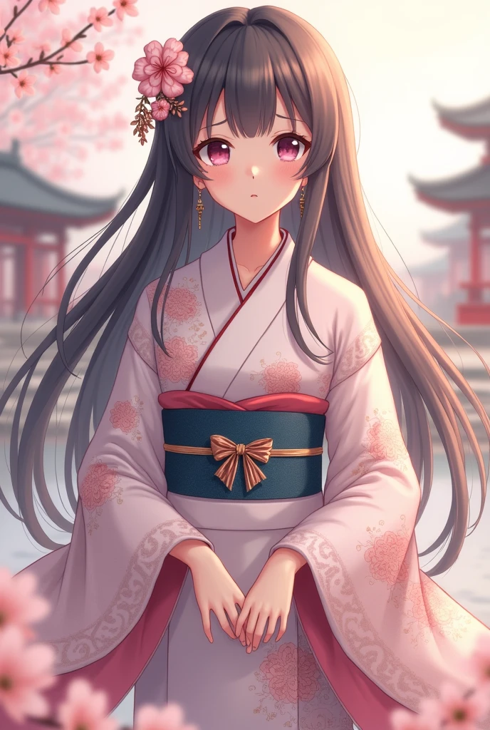 Anime girl elegant kimono cute