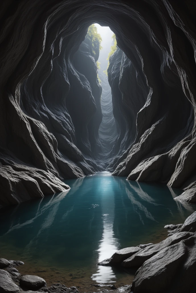 Underground　cave　lake　 dark