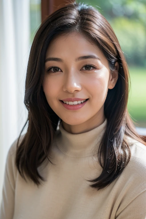 ((Best Quality, 8K, masutepiece :1.3)), Sharp Focus :1.2, beautiful mature women, 48yo, A MILF, ((Loose knit shirt)), downbrouse, ((Leaning forward)), (Huge breasts), (Smile:1.15), Highly detailed face and skin texture, Detailed eyes, (Round face:1.4), Shop at the morning market1.5、Capturing the whole body from a distance2.0