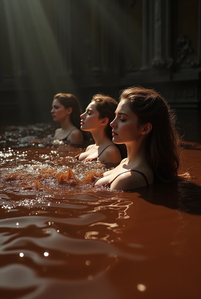 a group of 10 beautiful naked girls in a hot spring, detailed nipples, extremely detailed faces, perfect bodies, photorealistic, 8k, high quality, detailed steam and water, glowing skin, natural lighting, serene atmosphere, peaceful expression, relaxing scene