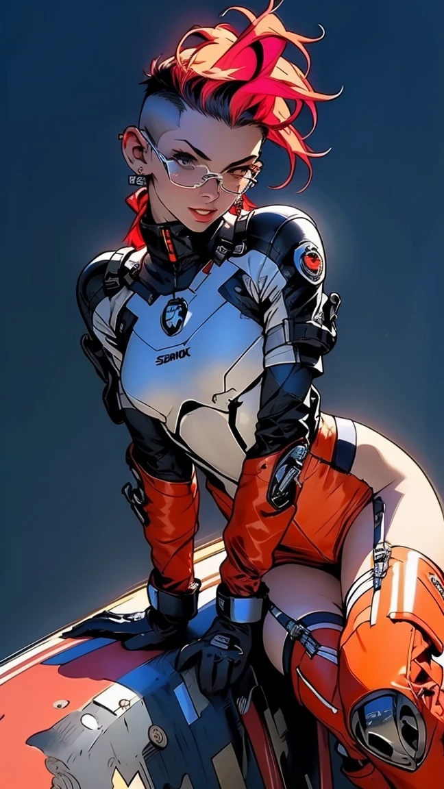 (((MMA fighter))), ((( red shorts ))), (((bandaged arms))), ((high collar)), (((redheadwear))), (((micro shorts with vertical seams))), (((best qualityer: 1.4))), (Unbeatable masterpiece), (hiper HD),(CG 8k hyper-realistic), (((brave face))), (((breasts big))), (((hyper feminine))), (((musclegirl))), sexly girl, king of fighter,(curly hair)), ((( sculptural body ))), (((1 Kizi))), Kizi de 25 anos com perfectbody,,Beautiful and well-groomed face,muscular body:1.2,solid color detailed jacket, (Head to thigh photos), Complex equipment, green dark,long pants,Tight clothes are dark,With white stars and off-white stripes,,,,,Armor Metal Electronic Parts) INFO, Kizi, (((standing alone))), pirralha violent, (((14歳))), sexly, pose de atitude, work of art, post-apocalypse, (((manga style))), bounty hunter, violent, Manic, the way you want, slenderbody, thin but strong, perfectbody, roupa moderna, advanced technology, neon, sleeves with vertical striped pattern, neutral background, (( cowboy shot )). intricate visual