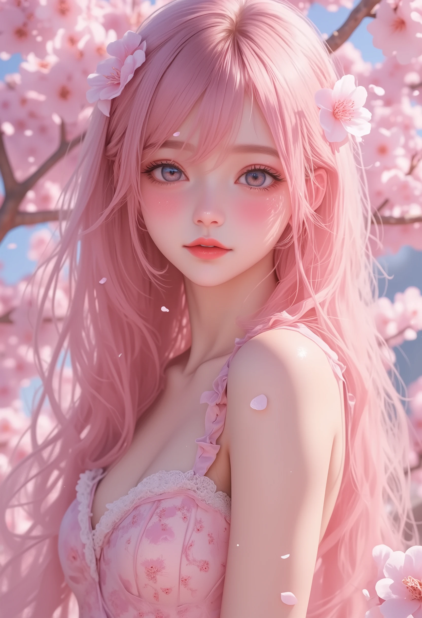 sakura miku,Anime girl with pink hair and white pink dress with flowers, cherry blossom,Anime Style 4 k, Anime Style. 8k, anime wallpaper 4k, anime wallpaper 4k, Beautiful Anime girl, 4k anime wallpaper, Beautiful Anime, anime art wallpaper 4k, anime art wallpaper 4k, Anime Art Wallpapers 8K, Cute anime waifu in a nice dress, Nightcore