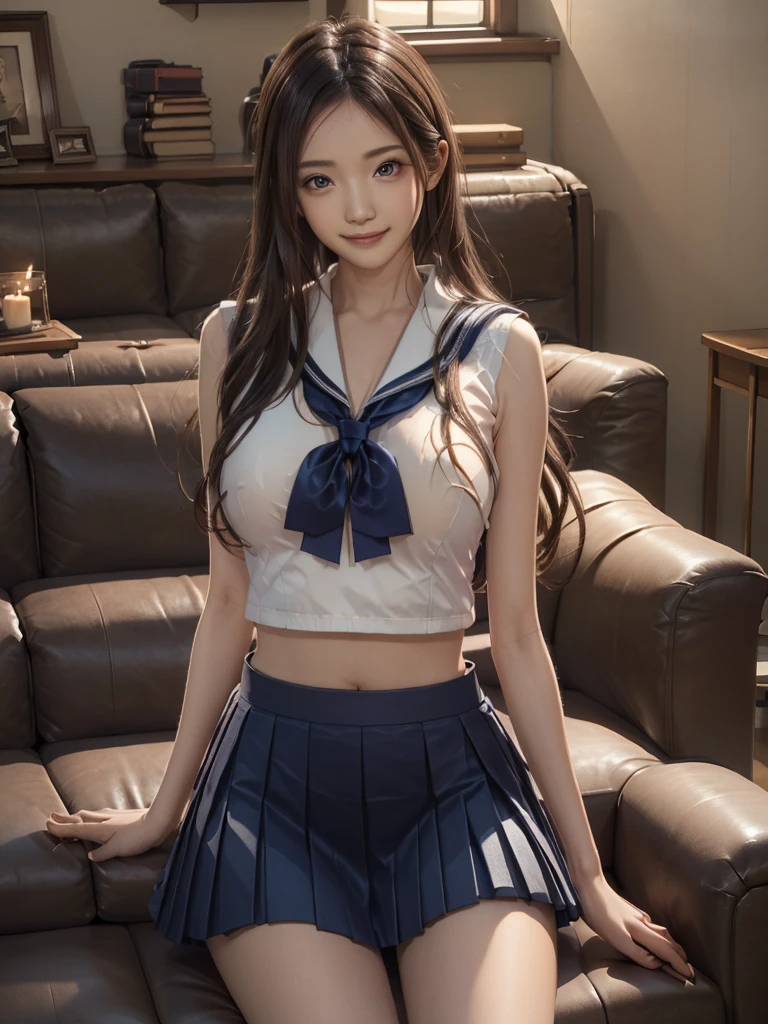masterpiece, top-quality, Hi-Res, Mer1, tiarra, Sailor Senshi Uniform, A smile、(A dark-haired、short-hair:1.3、bow ribbon)、bow ribbon、fullnude、teats、No Underwear、Cleft in the crotch、Crotch focus、Beautiful hairstyle、realisticeyes、Beautiful details、(real looking skin)、Beautiful skins、(Sweaters)、absurderes、enticing、超A high resolution、A hyper-realistic、high-detail、the golden ratio((top-quality、8K、masterpiece:1.3))、foco nítido:1.2、years、Perfect Beautiful Girl、Idol、Beautiful Women in Perfect Style、full body seen、toppless、fullnude、are visible、Do not wear underwear、fullnude、No pubic hair、Shaved、Show off your genitals and pubic hair、Both pubic hair and genitals are visible,Blue sailor color, the bow, knee boots, a choker, white glove, Blue choker, elbowgloves, jewely, 耳Nipple Ring, a blue skirt, (lower boobs:1.3),, a navel, cowboy shot, embarrassed from, Crotch lace, up skirt, frombelow, cammel toe, erotick, Surrounded by machines and large screens, Technological background.