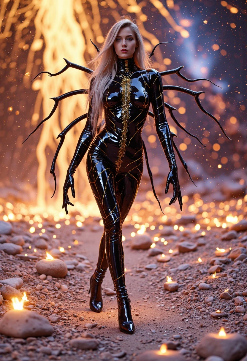 (((Teresa Palmer))) at a Halloween party sitting on a barstool, sexy black canary, (((body paint all over body costume))), shy, embarassed, (((hands between legs))), (((perfect hands)))