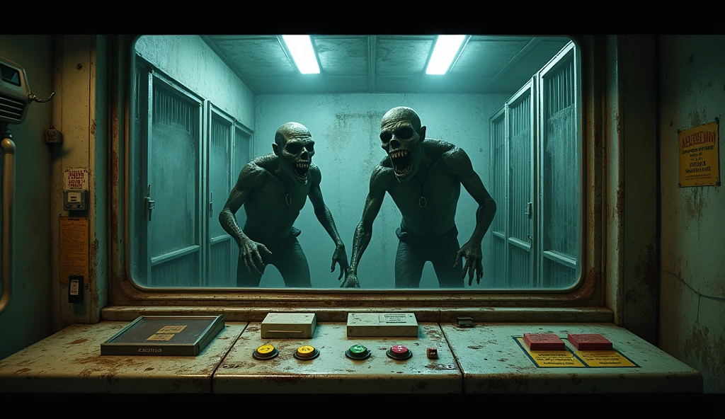 Scary zombies watching a horror movie