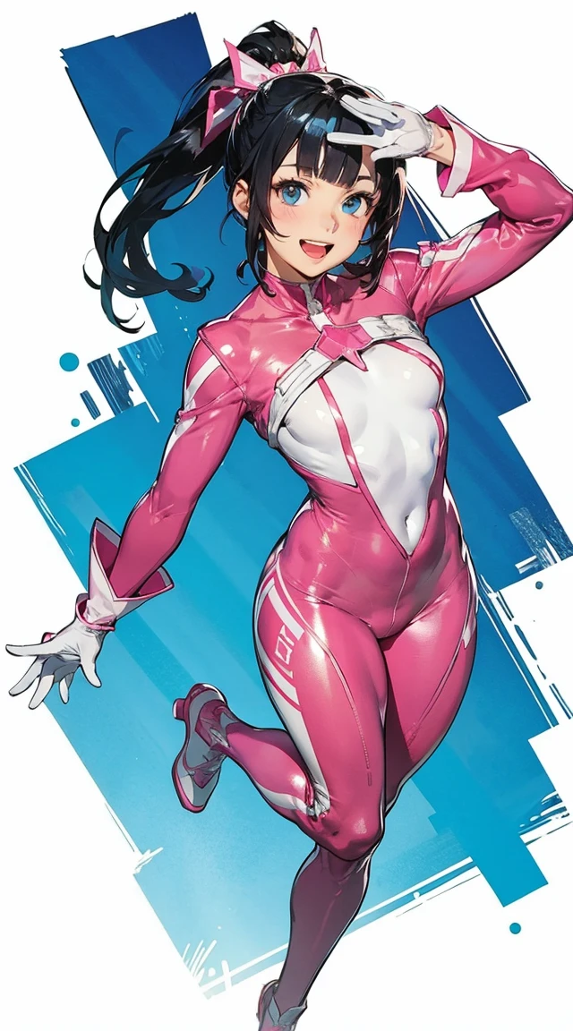 joyful gleaming eyes black hair yellow eyes pale skin sharp focus muscular girl massive breasts muscular girl solo