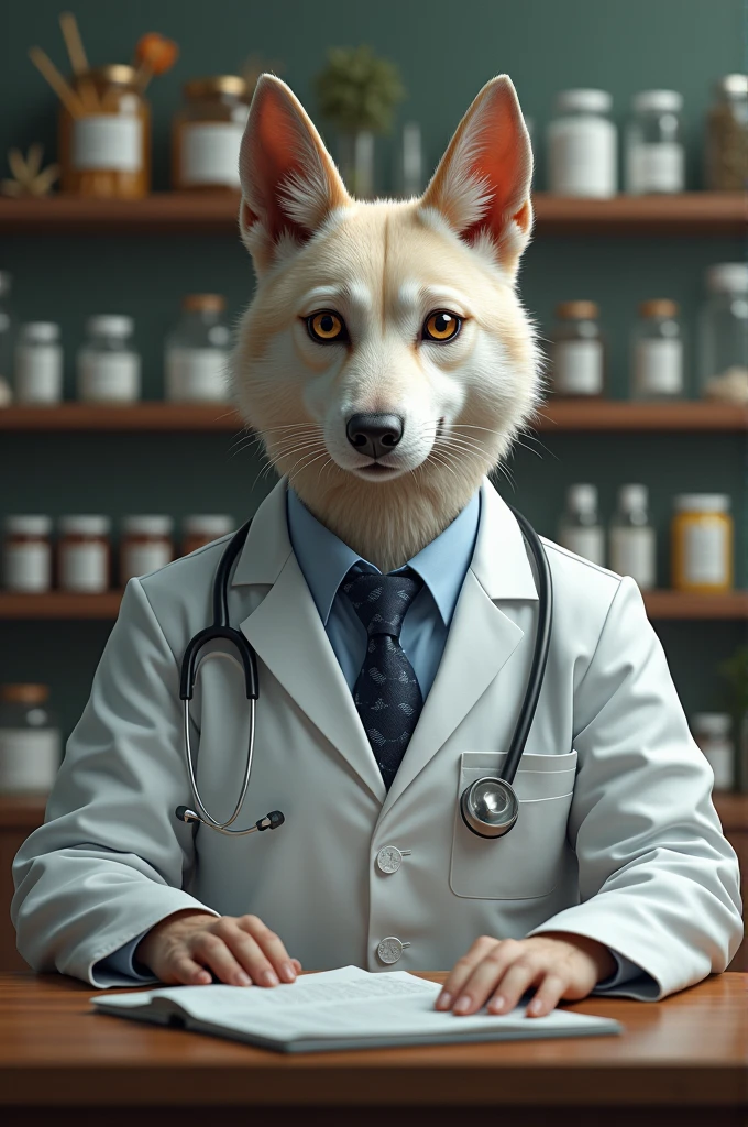 A doctor dog smoking marijuana with bundles of money