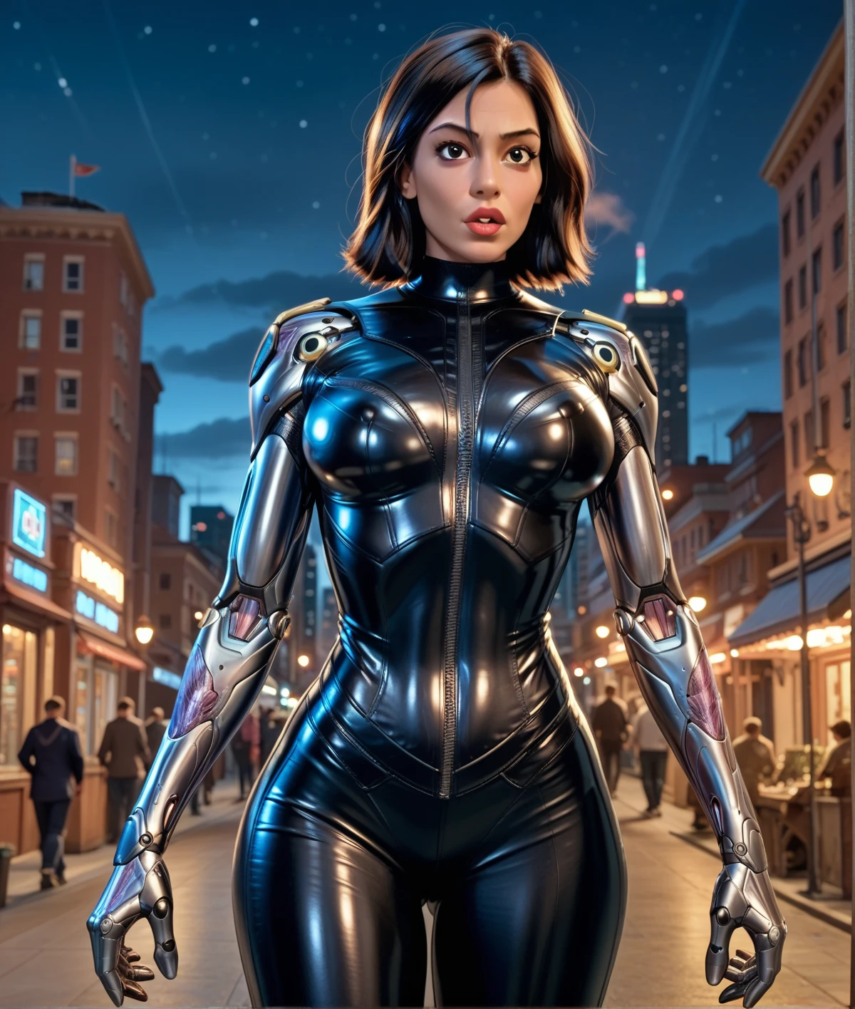 alita, cyborg, berserker body, 1girl, solo, black bodysuit, at night, city background
sharp focus, score_9, score_8_up, score_7_up, score_6_up, score_5_up, score_4_up,reiq art style,slobber,huge massive big hyper lips,hypnotised, bimbofication 