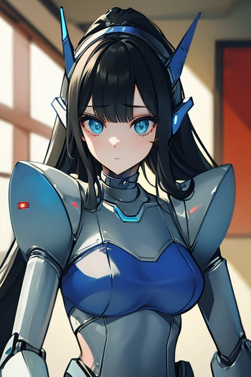 (masterpiece),(Highest quality),(Super detailed),(Best illustrations),(Best Shadow),(Absurd),(Detailed Background),(so beautiful), 16K, 8K, 4K,(Best Shadow),robotization,woman ,big bust,Robot Joint ,Metal skin,Black robot Suit,long hair,a black robot suit that covers the whole body,robot hand,cyber bodysuit,mecha head,(Detailed hands and fingers:1.2),Ball joint robot body,doll joint,beautiful face,beautiful robot girl,robotic eye,robotic hands,(no more human skin),android girl,cyborg girl,F cup, sexy body,(machine made joints:1.2),(machanical limbs:1.1),(blood vessels connected to tubes),(mechanical vertebra attaching to back),(mechanical cervial attaching to neck),no messy picture style,no emotion