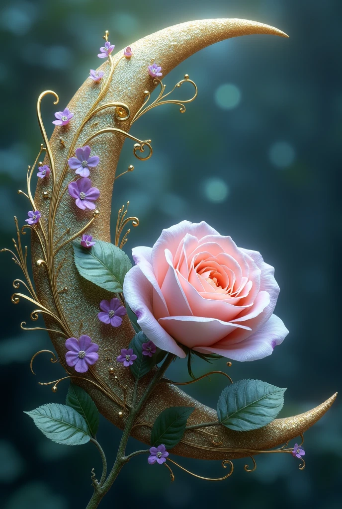 "Imagine a mysterious skull, adorned with intricate designs that dance across its surface. On it, 3D sculpted roses stand out, displaying a delicate, almost palpable texture. The petals appear in contrast to the cool colors that dominate the scene. Interlaced leaves create shapes that resemble a ballerina. The scenery is painted in shades of deep blue and enigmatic purple, revealing subtle reflections and a delicate, beautiful, slightly golden light bringing life and hope. In this composition, the duality between shadow and beauty creates a unique harmony, awakening the senses and inviting reflection on the mysteries of human existence." --auto --s2