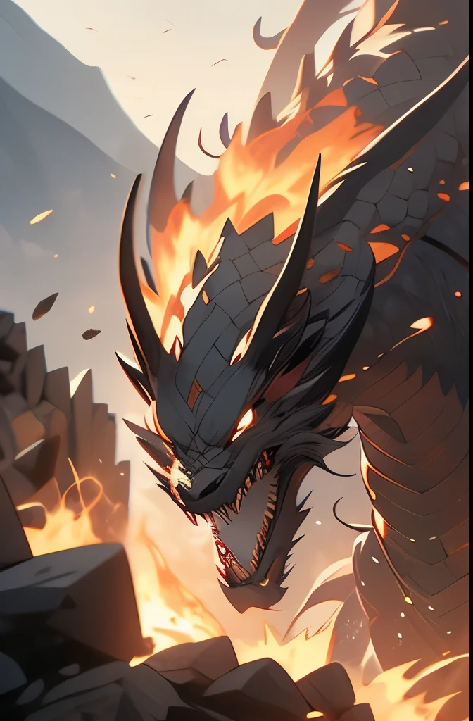 a dragon with a fire in its mouth flying over a mountain, fire dragon, ancalagon the black, the devil in hell as a dragon, dragon art, dragon in the background, drogon, dragon made out of molten lava, “fire breathing dragon, charging through a dragons lair, ''dragon breathing fire, dragon!, black dragon