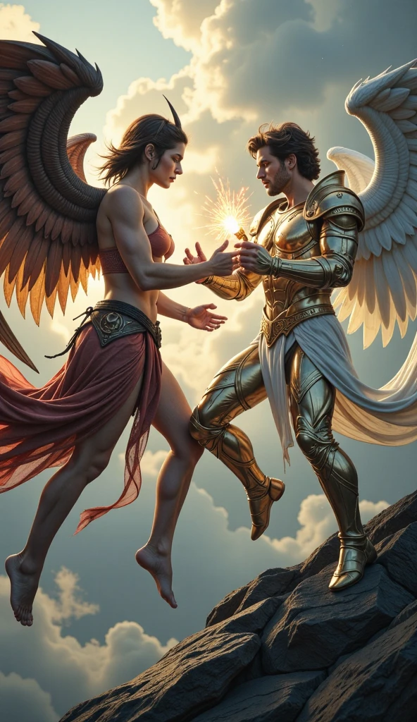  El angen Gabriel fighting a fallen angel, a demon angel 