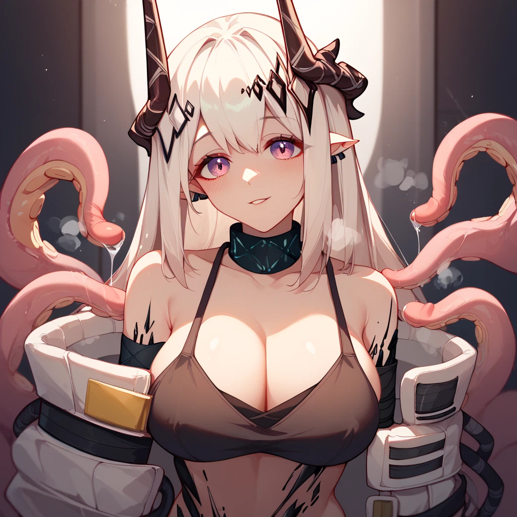 nsfw,(Mudrock Arknights) ((a,girl)) (Big Breasts,glamorous ,glamorous body)   Masterpiece　(Steam Mist ) (((tentacle nursery girl)))  corruption high definition、 High Quality 、 Details、8k、 vibes、((Hand-drawn style))