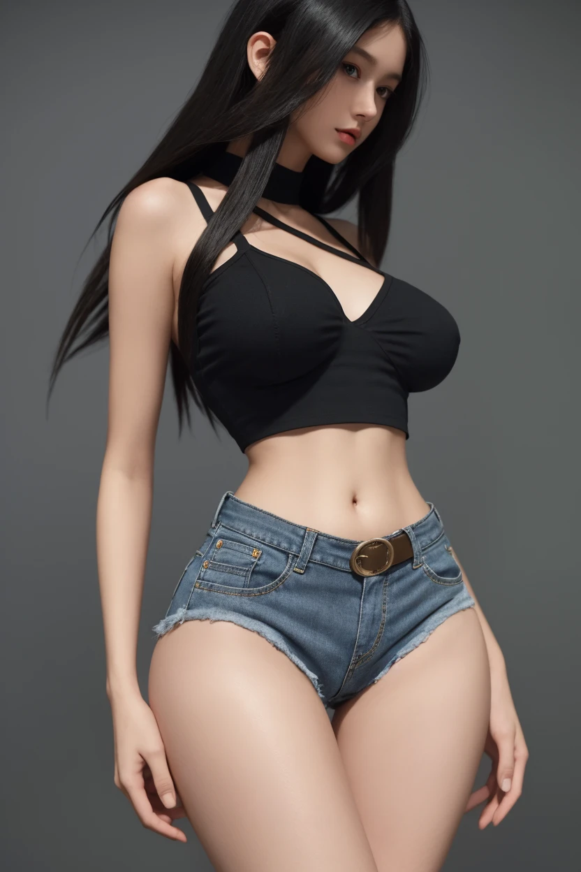 8K, Top Quality, Intricate Details, Ultra Detail, Ultra High Resolution, Masterpiece, close up shot, shot from behind, (Looking back), (full body: 1.1), Slender, Smile, (Makeup: 0.4), ,(( red eyes, black hair, bangs, long hair)), (Fluffy Eyes: 1.21), (()), 1girl, solo, 1 girl, ((Tifa,Tifa・lockhart,Final Fantasy 7,FF7,l)), close up shot, , ((tall)), (((fit body))), (((slim face))), sharp face, (()) ,(detailed face), sharp face, small lips, , ,(( ass up, butt cheek,)) ,, ,
((, )), , ((torn denim )), detailed face, detailed breast, huge breast, detailed ass , detail nipples ,, Narrow Waist, Skinny, tall , 190 cm tall, Muscular, Navel, Exposed Abdomen, Pointed Chest,, Beautiful girl with accentuated slender abs: 1.4, Six Pack Abs: 1.4, , Perfect Body, detail legs, (( dark background)), black background,