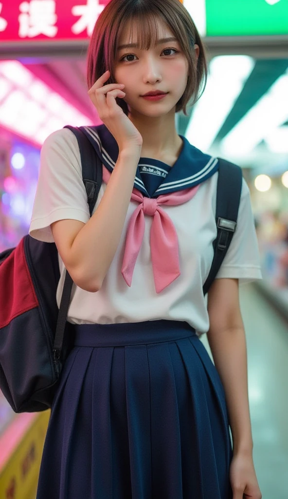 Pubic hair grows、Smile full of happiness、((:1.3))、、、Panting face、Lacking、After being attacked、school girl outfit(Plaid miniskirt)、a sailor suit、Sweating、Expression in a state of excitement、short-hair、eye glass、((I was grabbed from behind:1.1))、Pink panties seem to flicker